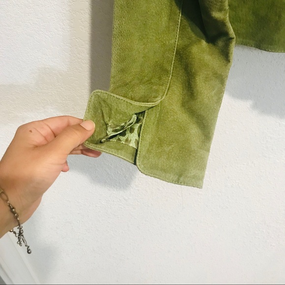 ⭐️🌟Hannah Green Leather Peplum Jacket Sz S - Picture 7 of 11